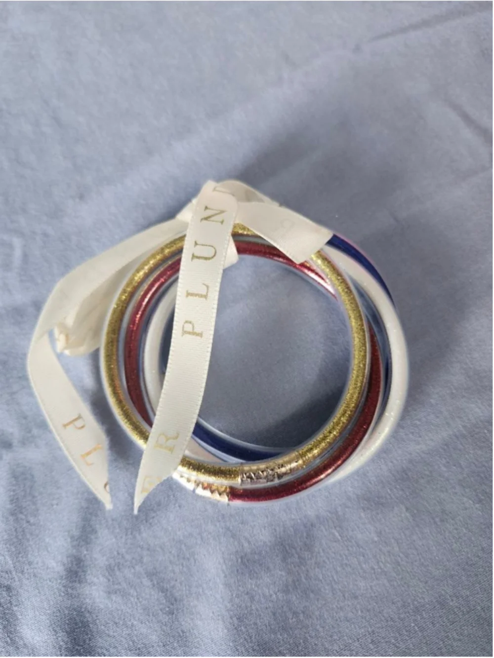 Plunder Gold Red Blue White Glitter Bangle Bracelets One Size
